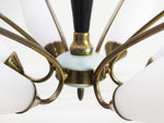 A Mid Century Italian Brass Pendant Light with Original Glass Shades