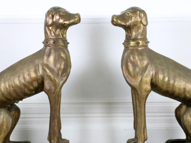 An early 20th C Large Bronze Pair of Italian Terracotta Dogs