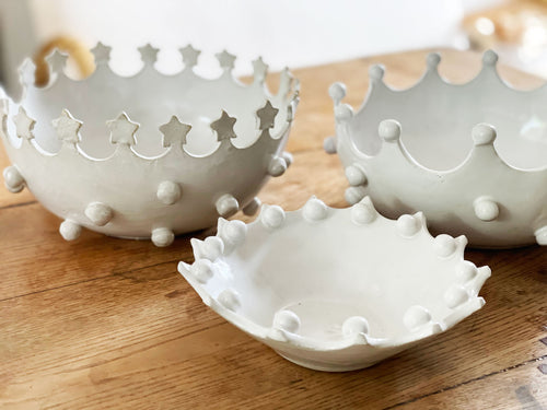 NEW STOCK Kate Monckton White Ceramic Star Ball Bowl - small