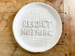 NEW STOCK Kate Monckton White Ceramic Regret Nothing PlateNEW STOCK Kate Monckton White Ceramic Regret Nothing Plate
