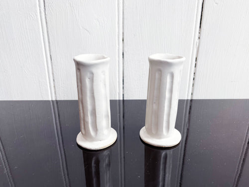 Kate Monckton Pair of White Ceramic Bud Vases 1