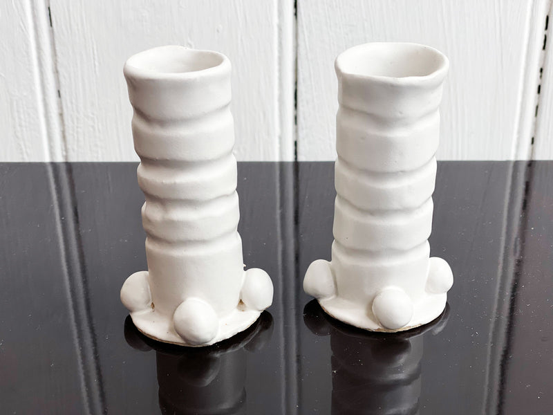 Kate Monckton Pair of White Ceramic Bud Vases 2