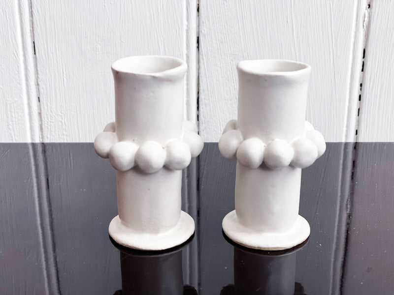 Kate Monckton Pair of White Ceramic Bud Vases 3