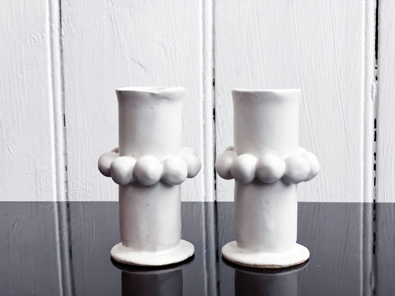 Kate Monckton Pair of White Ceramic Bud Vases 3