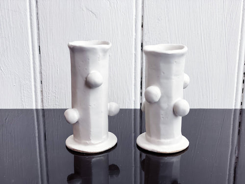 Kate Monckton Pair of White Ceramic Bud Vases 4
