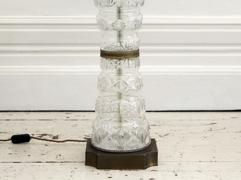 A Huge 1960's Etched Glass Table Lamp
