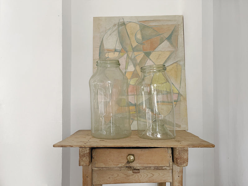 Two Large Antique Handblown Glass Jars