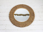 A Fabulous 1960's Large Round Rattan Mirror