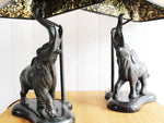 A Pair of Elephant Bronze Lamps by Maitland Smith