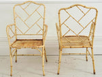 19th century rare set of 6 large cast iron simulated bamboo Chinese Chippendale armchairs