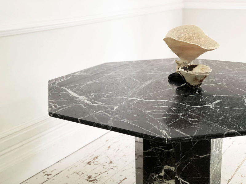 A 1970's French Black Octagonal Marble Centre Dining Table