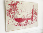 A 1950's French Oil on Canvas Abstract Artwork in Red and White