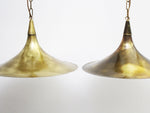 A Pair of Early Albini Brass Trumpet Shaped Pendant Lights