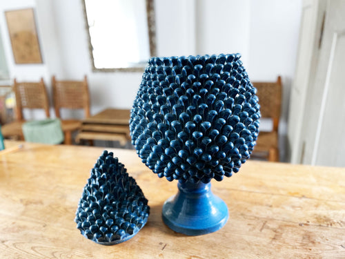 A Very Large 1960's Spanish Casa Pupo Blue Pineapple Ceramic Lidded Pot - Street Marburg