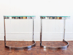 A Pair of 1970's Italian Chrome & Glass Demi Lune Console Tables