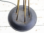 A 1950's French Five Arm Brass Standing Lamp with Opaque Glass shades
