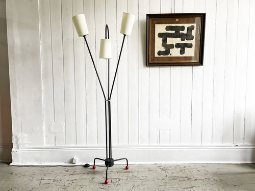 A 1950's French Three Arm Floor Light with Tripod base - Streett Marburg
