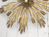 A Large 1950's Gilt Metal Palm Leaf Ceiling Light by Ferro Art