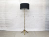 1950's French Glass and Brass Floor Light with Black Shade