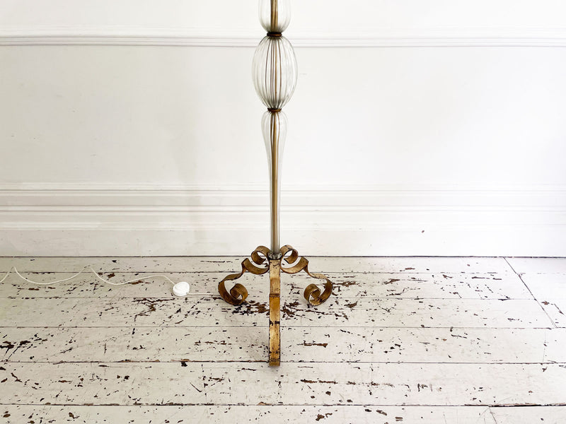 French mid century brass floor lamp