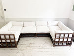 A Pair of 1970's French Bamboo Modular Sofa's