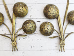 A Pair of Mid Century Gilt Metal Wall Lights in the Shape of Hydrangeas