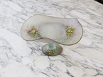 A Decorative 1950's French Glass Dish with Hand Painted Decoration