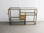 A 1970's Italian Brass, Chrome, Mother of Pearl & Glass Console Table