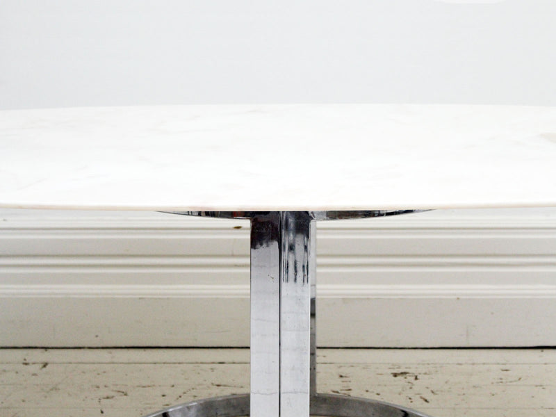 1970's Italian Oval Dining Table with Rosa Marble Top with Chrome Base