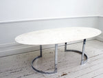 1970's Italian Oval Rosa Marble Dining Table with Chrome Base