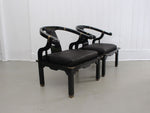 A Pair of 1960's James Mont Horseshoe Lacquered Chinoiserie Armchairs