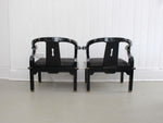 A Pair of 1960's James Mont Horseshoe Lacquered Chinoiserie Armchairs
