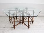Mid Century John Wisner for Ficks Reed Bamboo & Glass Topped Dining Table