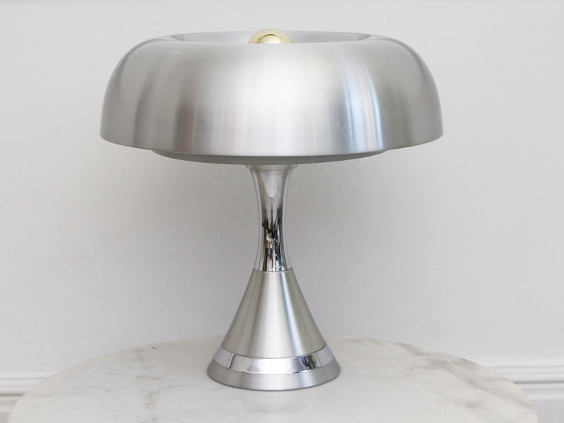 A 1970's Italian Chrome and Brushed Aluminium Mushroom Table Light