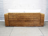 A Large French 1970's Rattan Sofa with White Linen & Feather Cushions
