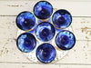A Set of 7 Ornately Decorated Blue 1950's Murano Champagne Coupes