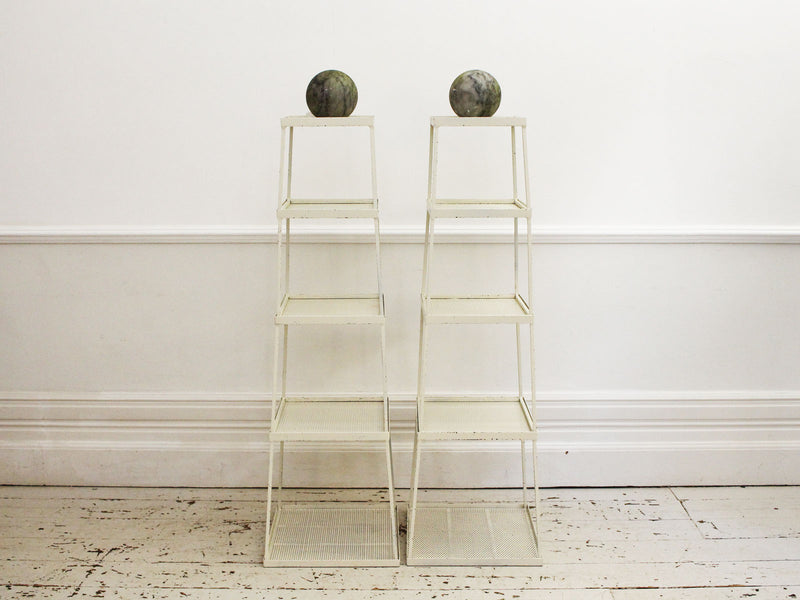 A Pair of 1950's Perforated Modular Obelisk Plant Stands or Side Tables