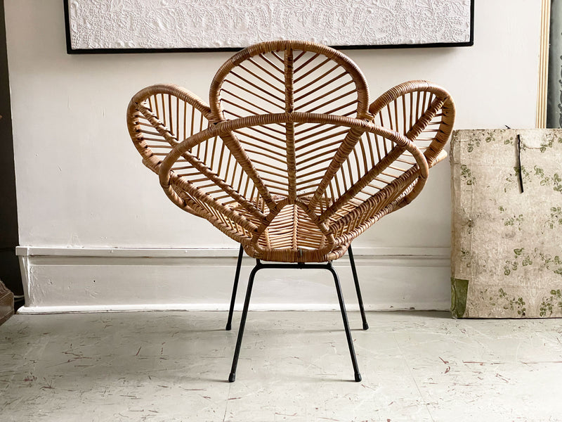 A 1950's French Flower Rattan Chair