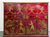A 1950's Red Lacquered Sgraffito Sideboard