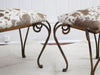 A Pair of Gilt Metal Spanish 1950's Stools with Cowhide Covering
