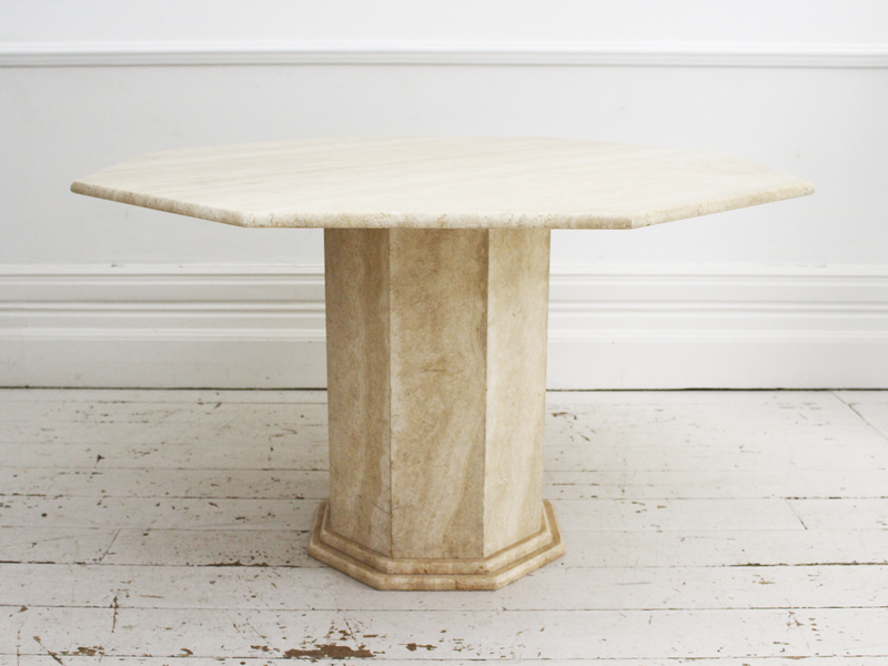 Octagonal 1970 s French Travertine Dining Centre Table Streett