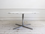 A 1970's Oval Carrara Marble Ligne Roset Dining Table with Chrome & Aluminium Base