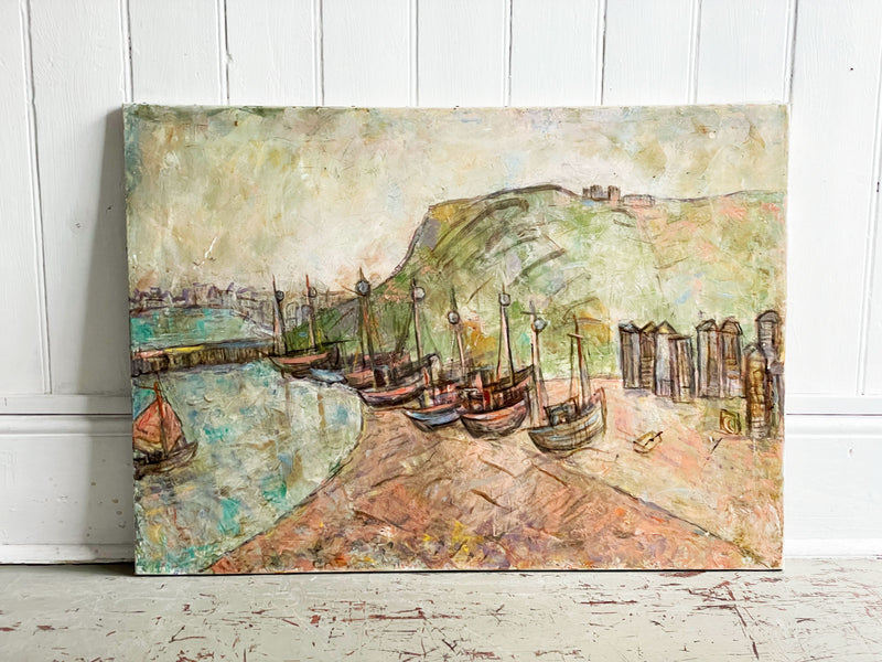 A 20th Century Oil on Canvas Painting of Hastings by Austin Taylor