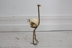 French 1970's Brass Ostrich Sculpture with Ostrich Egg