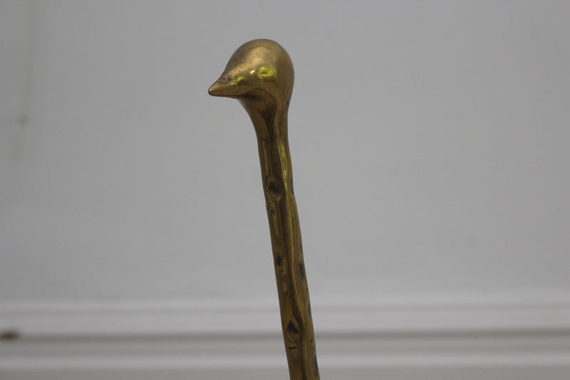 French 1970's Brass Ostrich Sculpture with Ostrich Egg