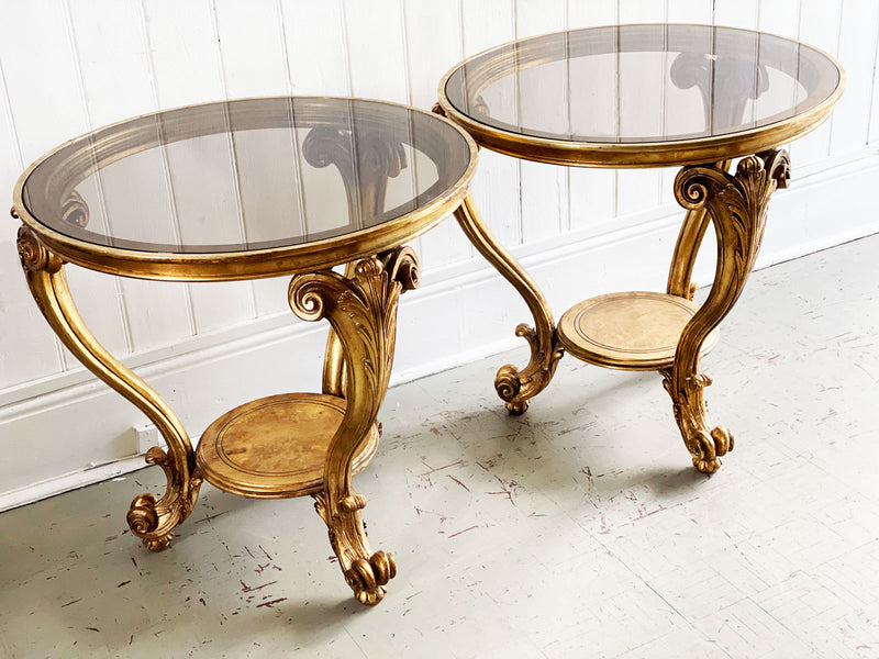 A Pair of 1920's Italian Gilt Wood Side Tables