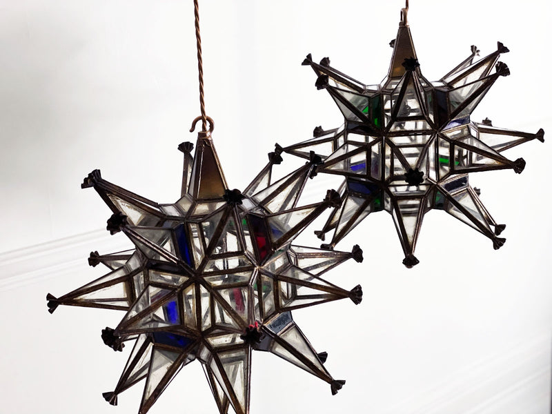 A Pair of 1950's Moroccan Star Lantern Pendants