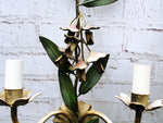 A Pair of Vintage 1950's French Painted Flower Wall Lights