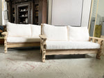 Two 1970's Pine Sofa Benches with Faux Fur Covering