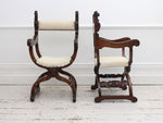 A Pair of 18th C Italian Dante Throne Chairs in the Renaissance Style